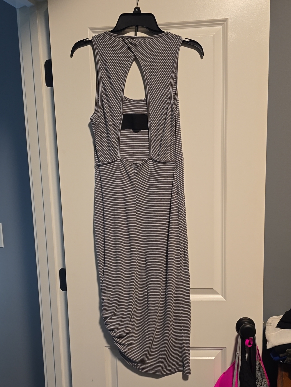 Everly Striped Open-Back Maxi Dress - Gray & White